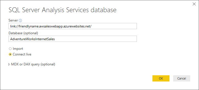 Power BI Desktop connection