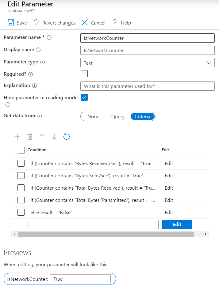 Screenshot that shows the criteria example.