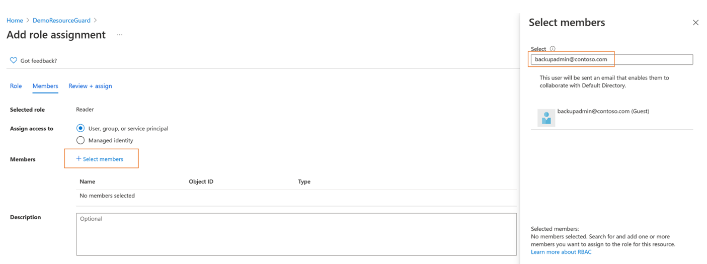 Screenshot showing demo resource guard-select members.