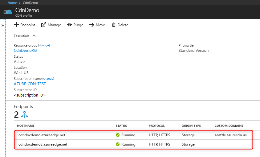 CDN profile endpoints