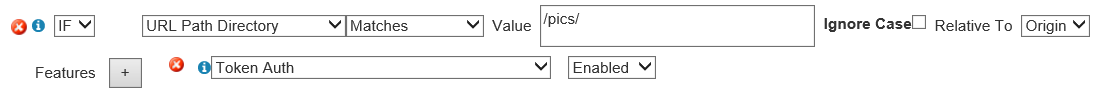 Screenshot of the content delivery network rules engine token authentication enable example.