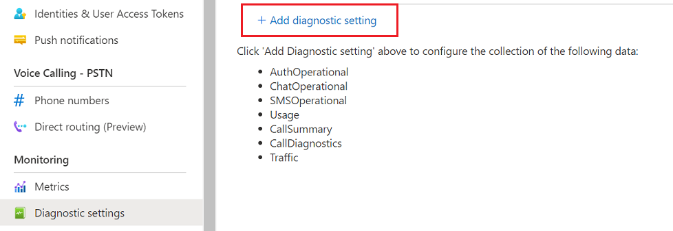 Diagnostic Settings Category Details