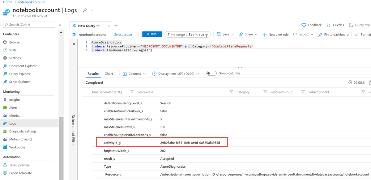 Control plane logs when a VNet is added