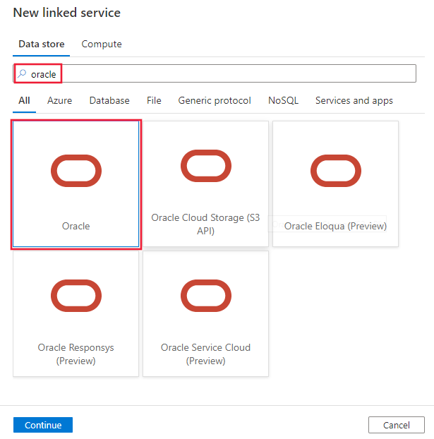 Screenshot of the Oracle connector.