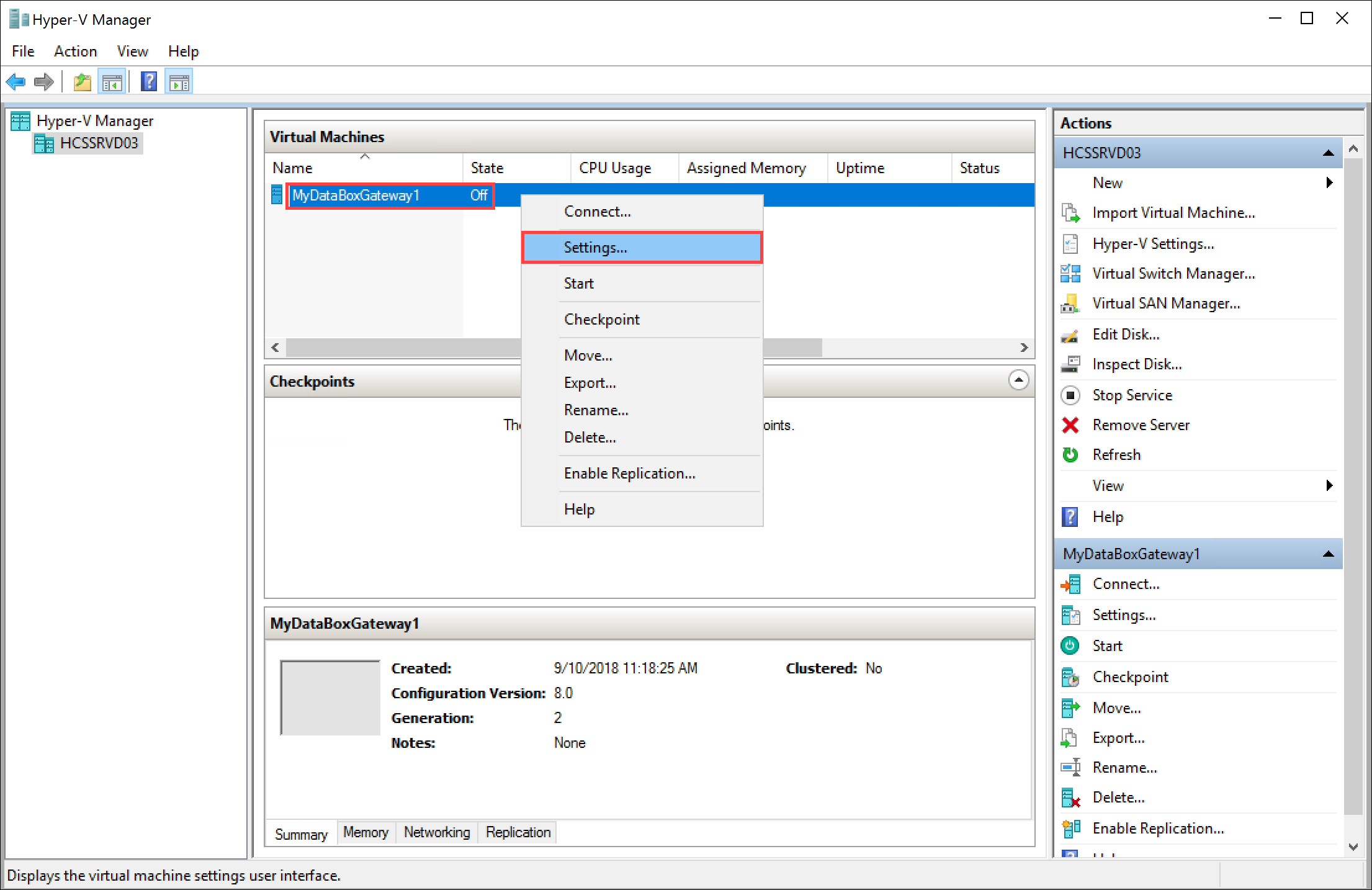 Virtual machine settings