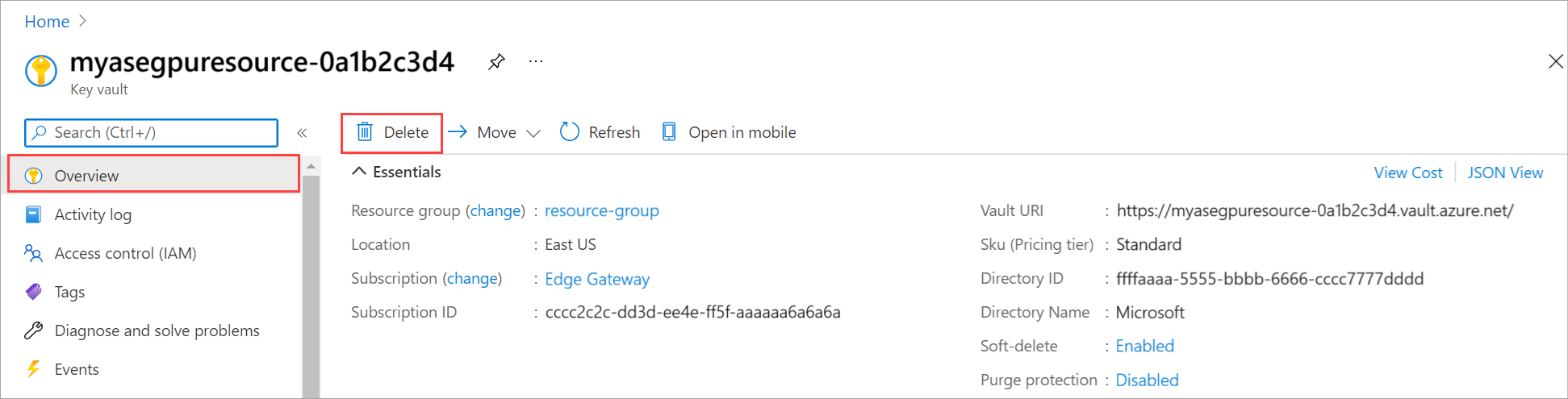 Delete Azure Stack Edge resource and associated key vault