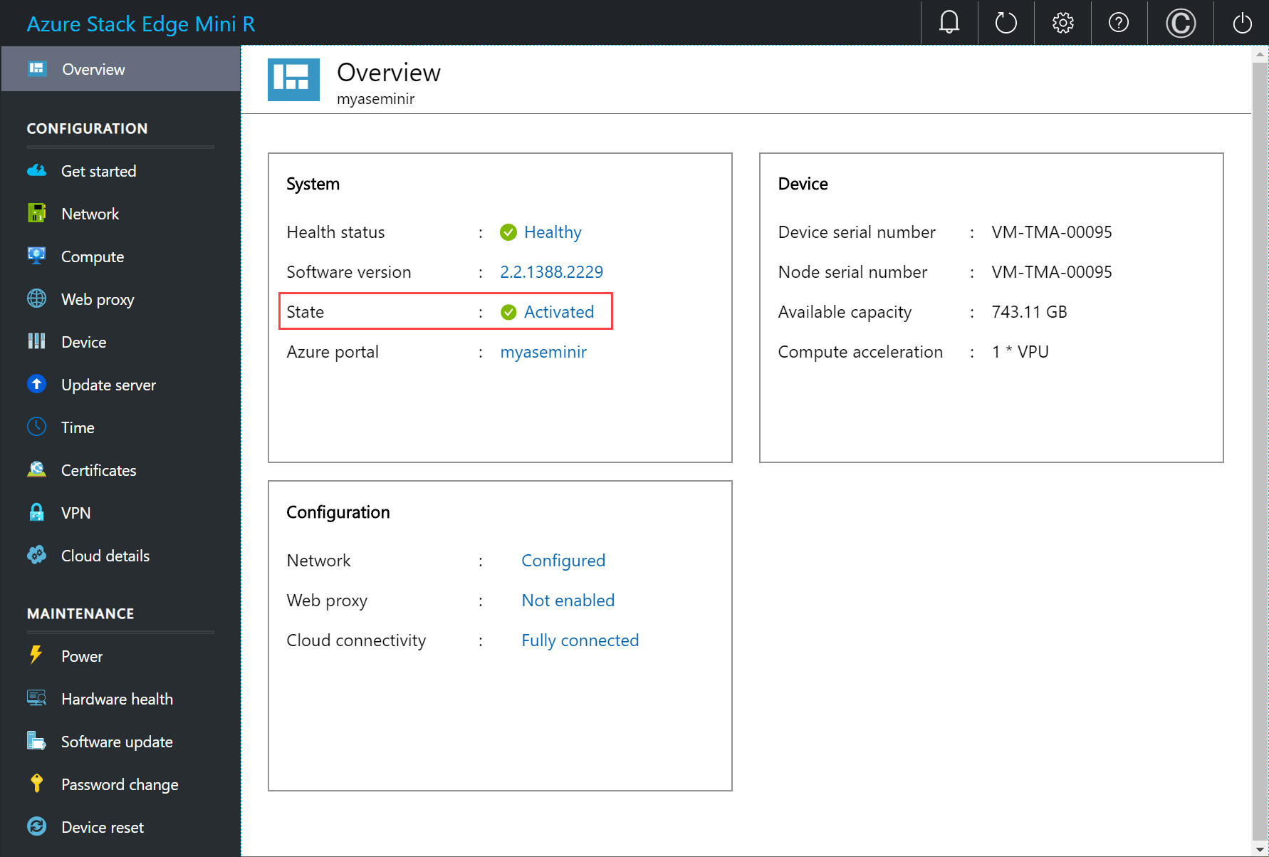 Local web UI "Cloud details" page 4