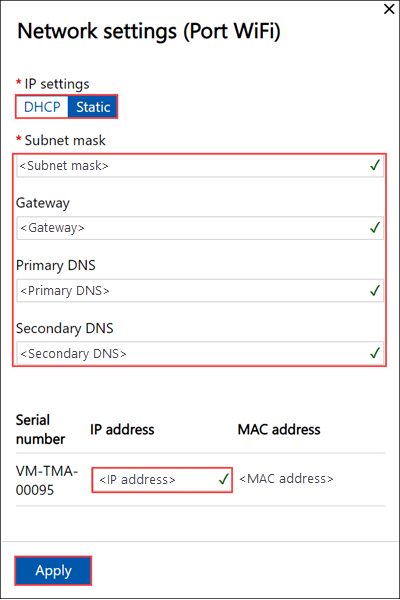 Local web UI "Network settings" page 2