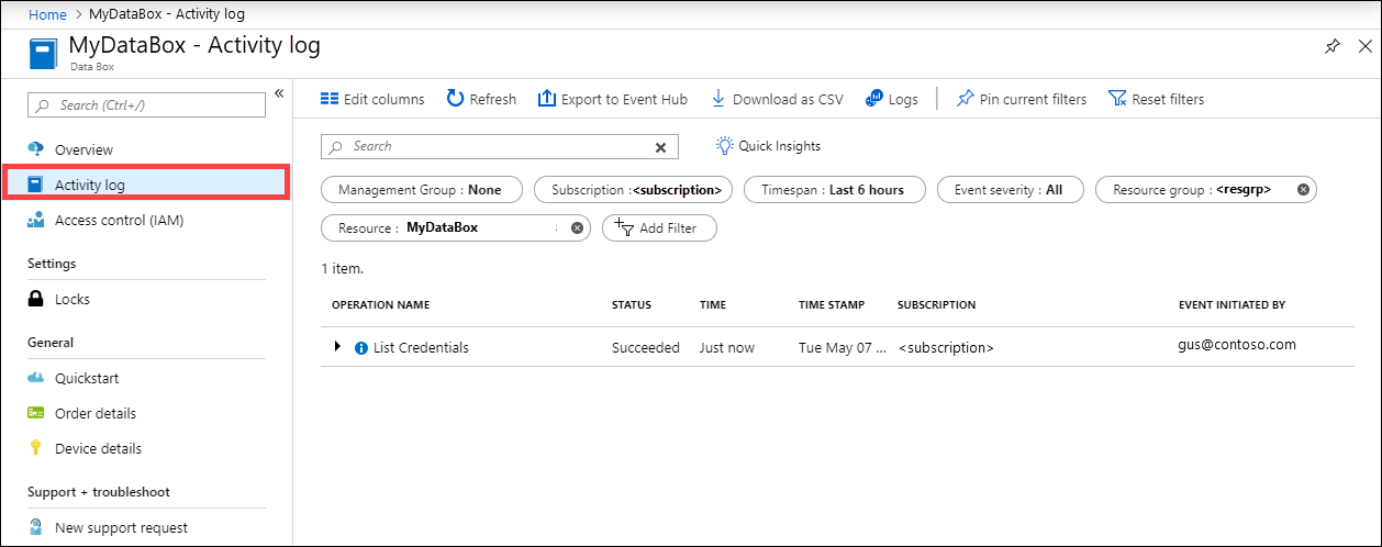 Query Activity logs