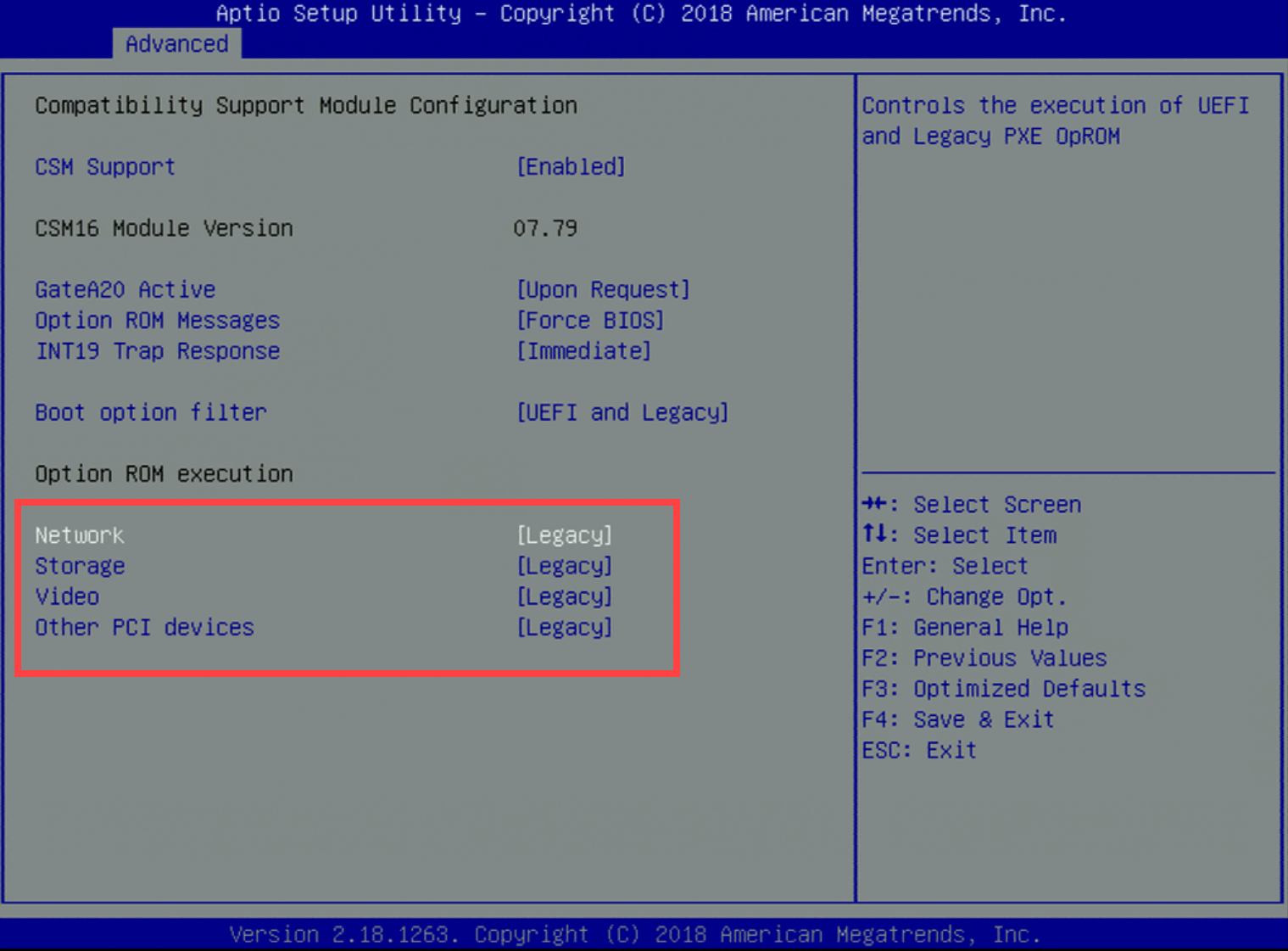 Screenshot of setting all fields to Legacy.