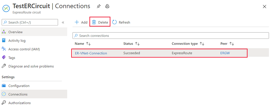 Delete connection owning circuit