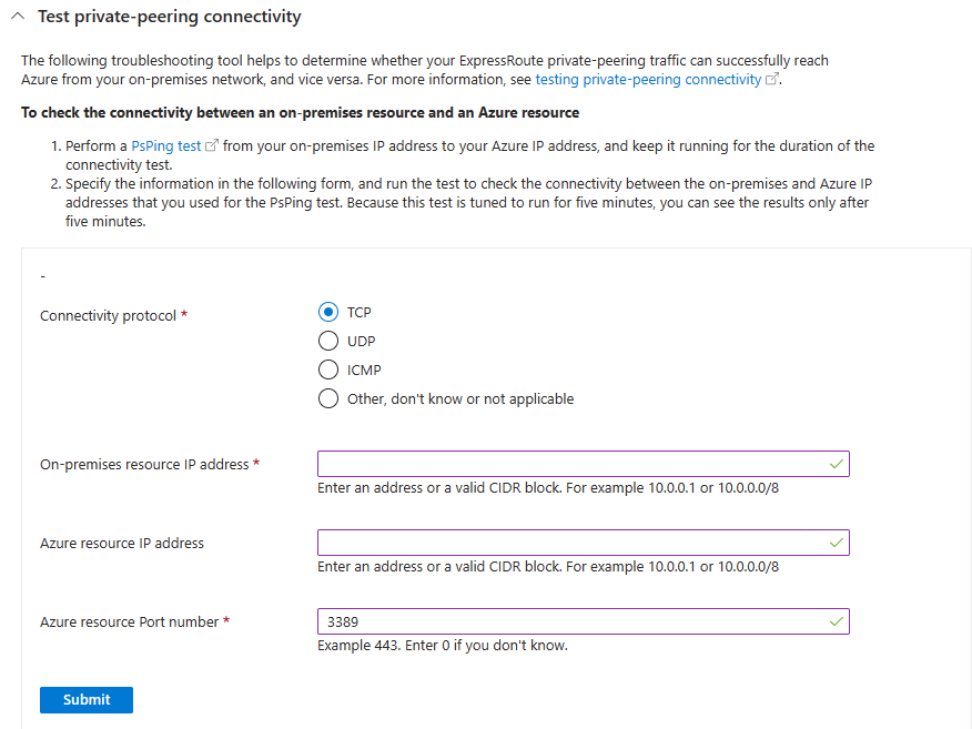 Form for debugging an ACL.