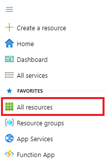 Screenshot of finding All Resources in the portal menu.