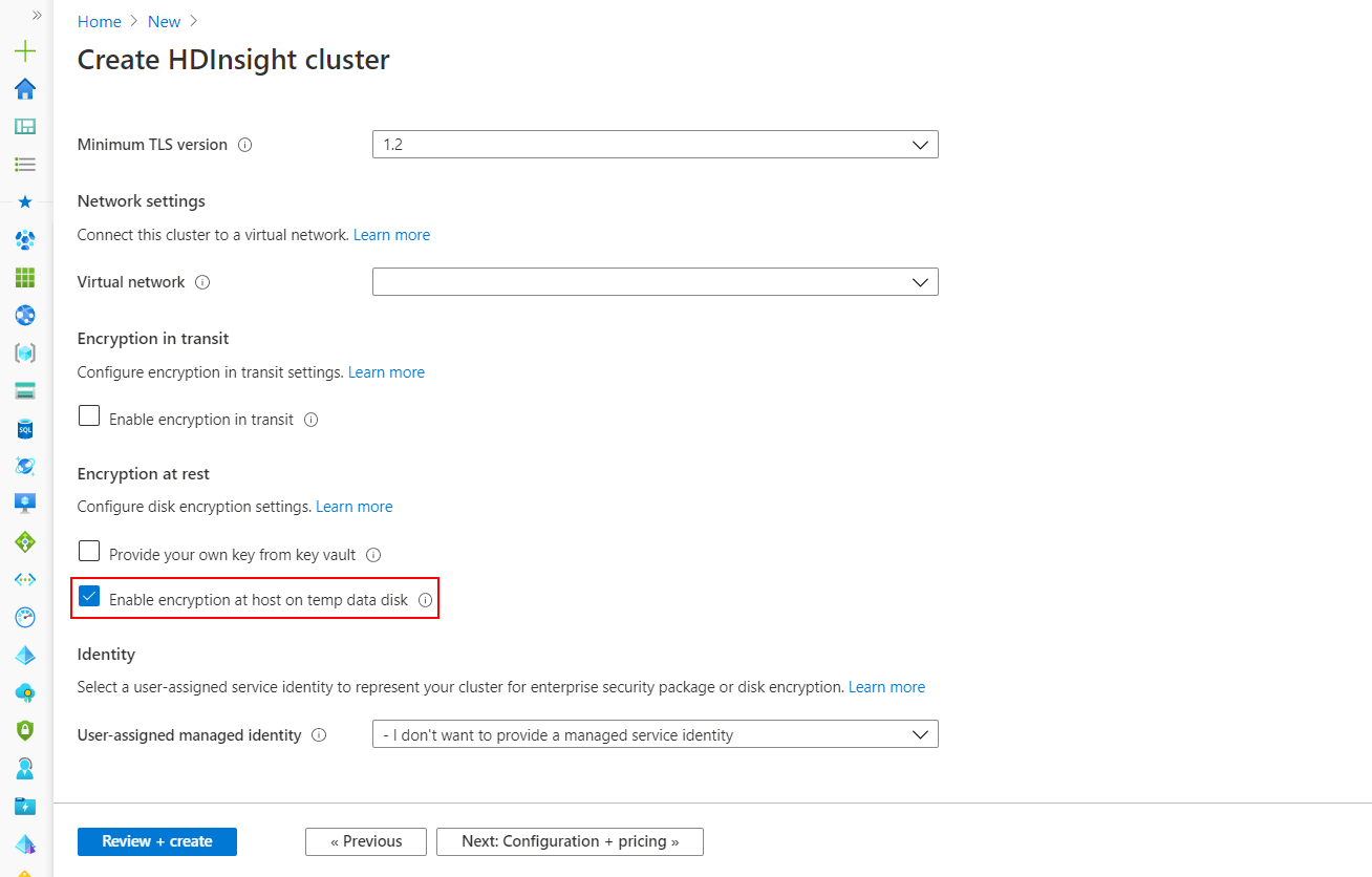 Enable encryption at host.