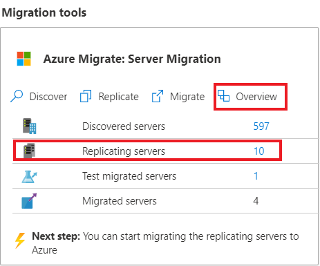 Screenshot that shows the Replicating servers option.