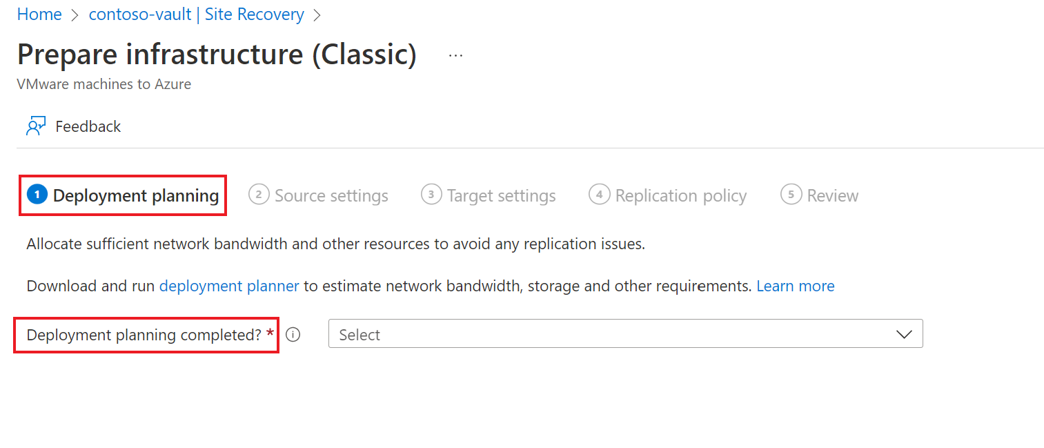 Screenshot of deployment planning page.