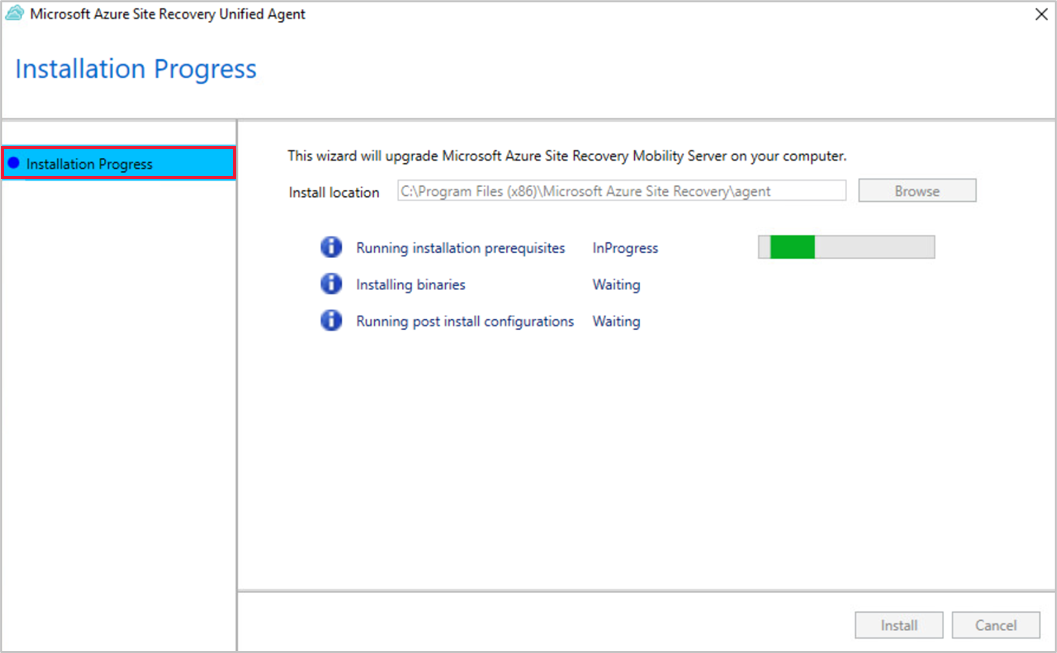 Image showing Installation progress for  Mobility Service