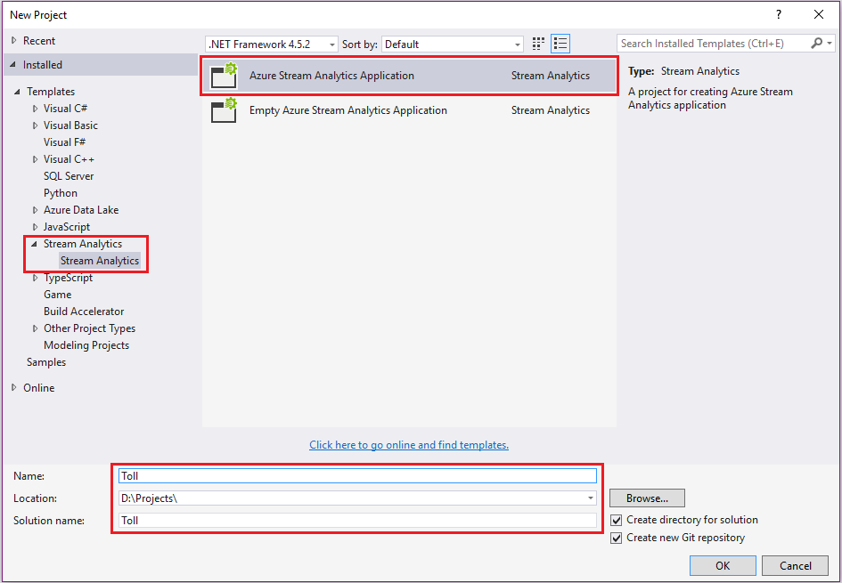 Create an Azure Stream Analytics project