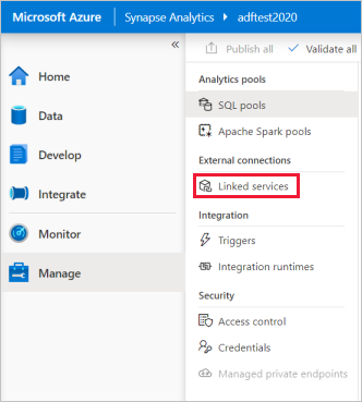 Create new linked service