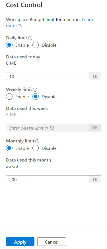 Cost control configuration