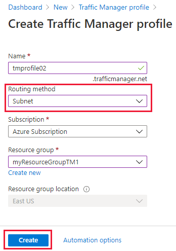 Create a Traffic Manager profile