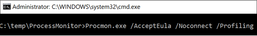 Screenshot showing the cmd procmon.