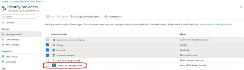 Screenshot of the custom OIDC provider in the IdP list.