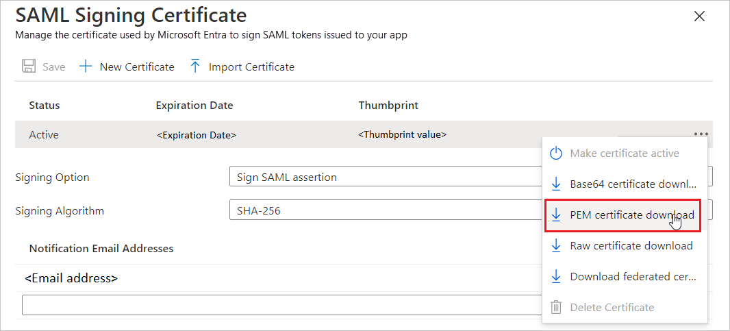 The Certificate download link