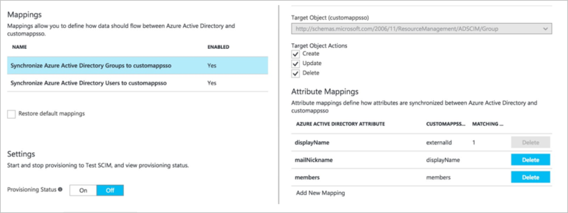 Screenshot shows Mappings, including Attribute Mappings.