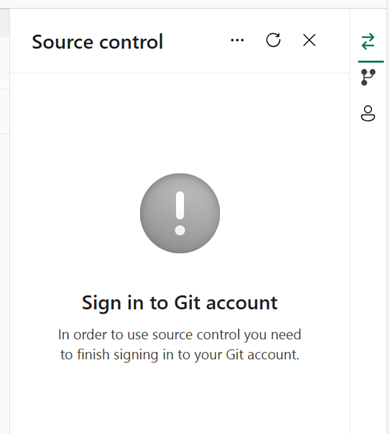 Screenshot of error message telling you to sign in to a Git account.