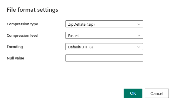 Screenshot showing selecting file format.