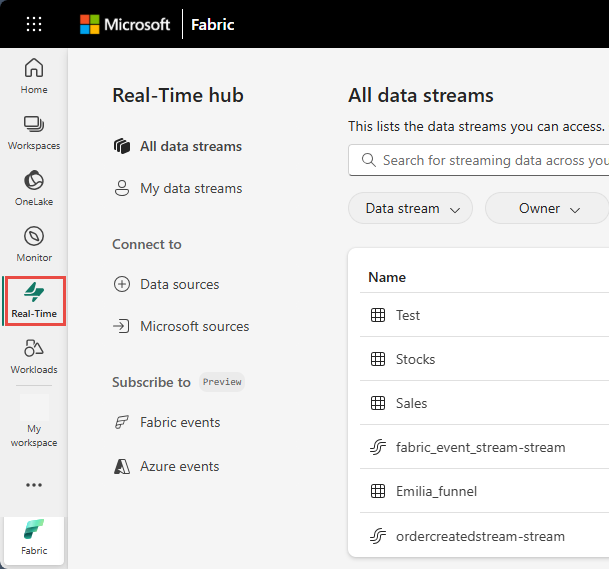 Screenshot that shows how to launch Connect to data source experience.