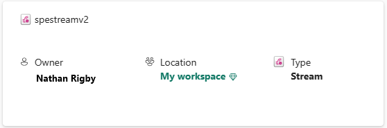 Screenshot that shows the Stream metadata in the Stream detail view page.