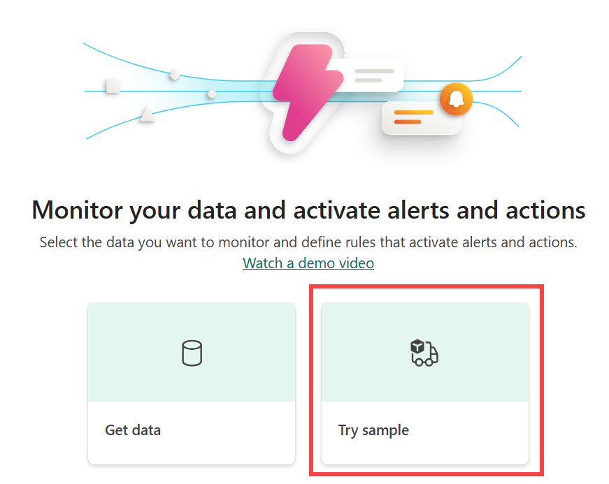 Screenshot showing the option to add data or use the sample data.