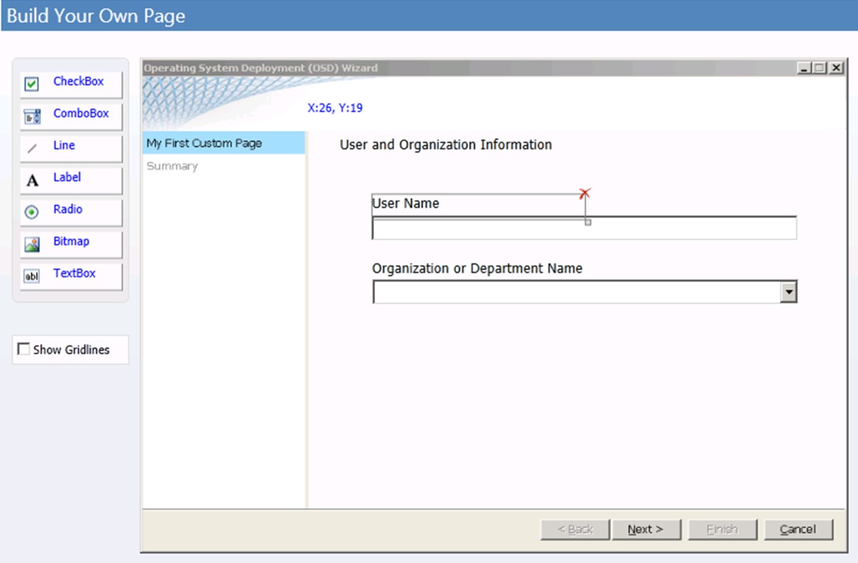 Figure 13. Example custom wizard page