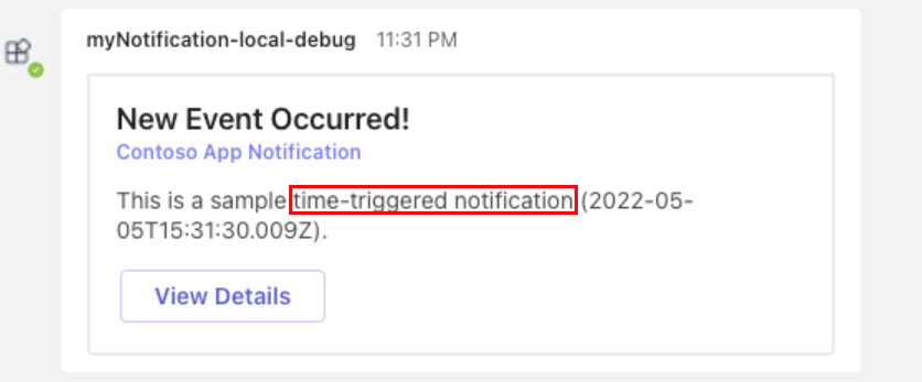 Sample of timer triggered notification