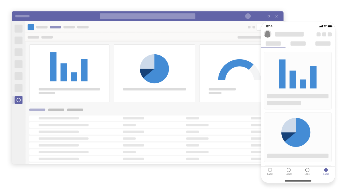 Conceptual representation of what personal apps look like in the Teams client.