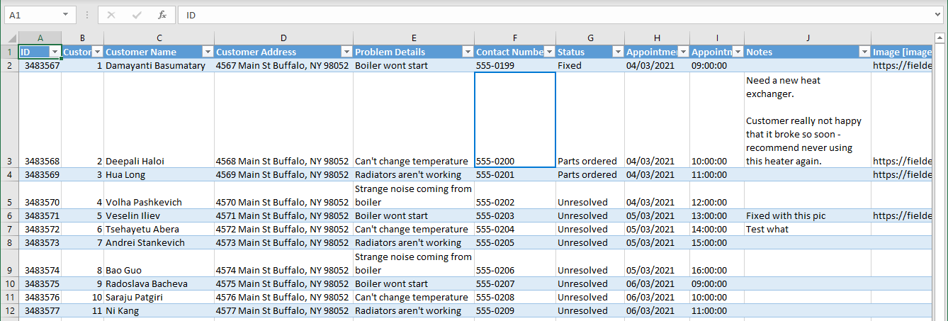 Appointments workbook.