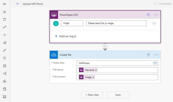 A screenshot of the Power Automate edit window, with the completed workflow shown.