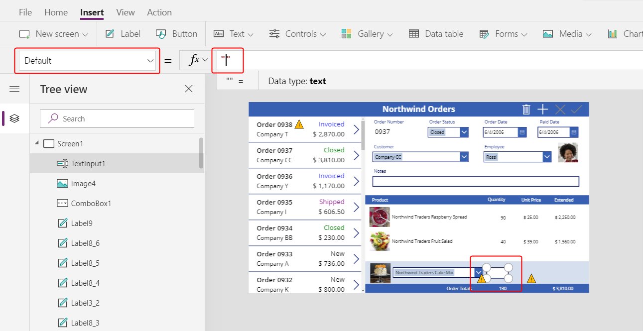 Set the Default property of the text-input box.