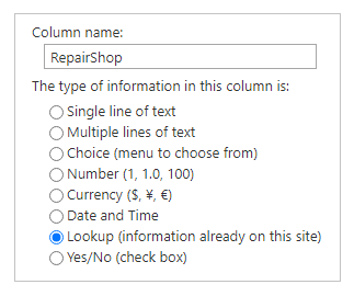 Setup lookup column.