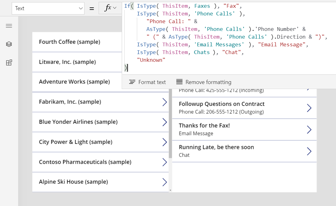 Expanded text property with more information for a phone call.