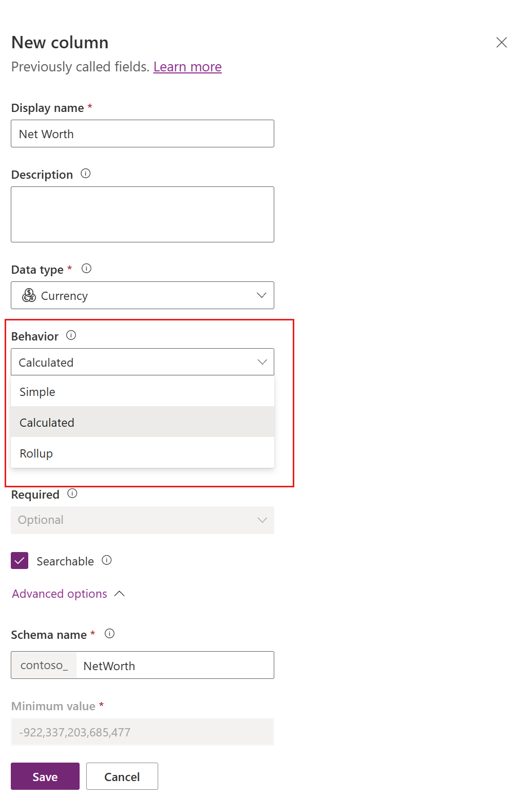 Make a column a calculated column