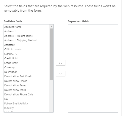 Web Resource dependency properties.