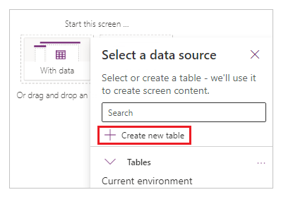 Create your first table.