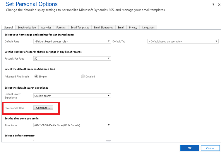 Configure facets and filters.