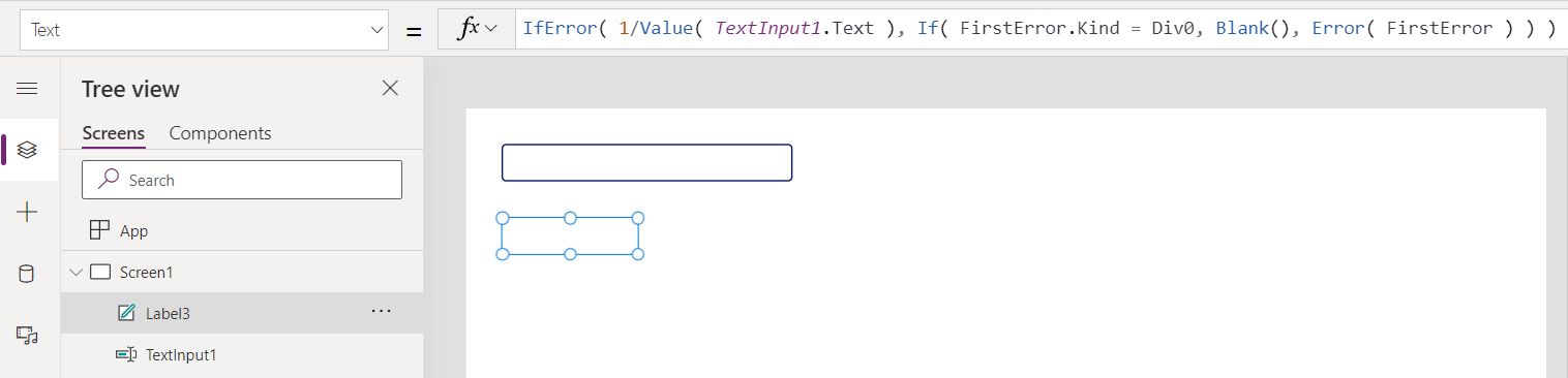 No error banner displayed, an error due specifically to division by zero has been replaced by a blank, otherwise the error is re-thrown