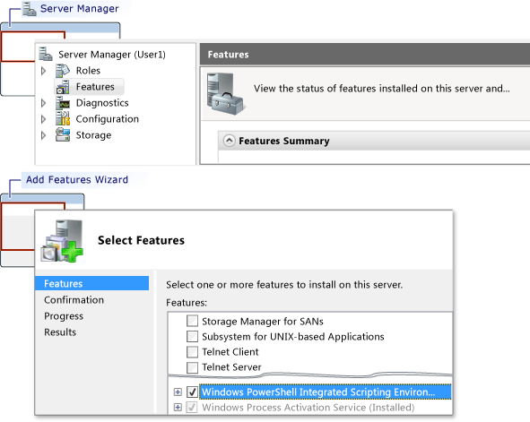 Adding PowerShell by using Server Manager