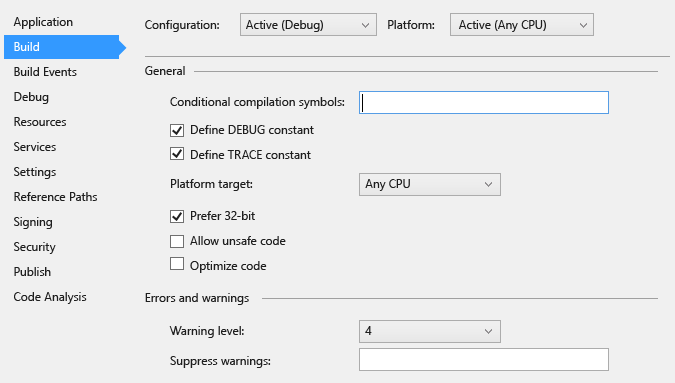 Visual Studio Project Designer