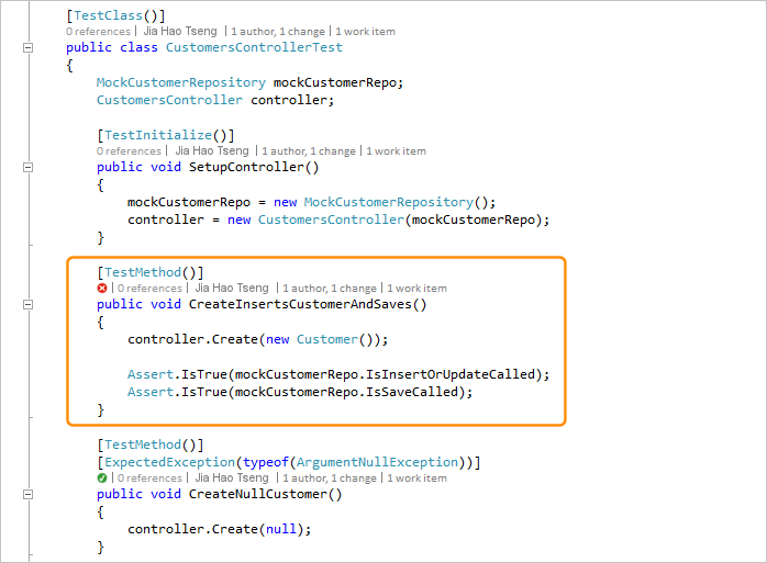 CodeLens - Go to unit test definition